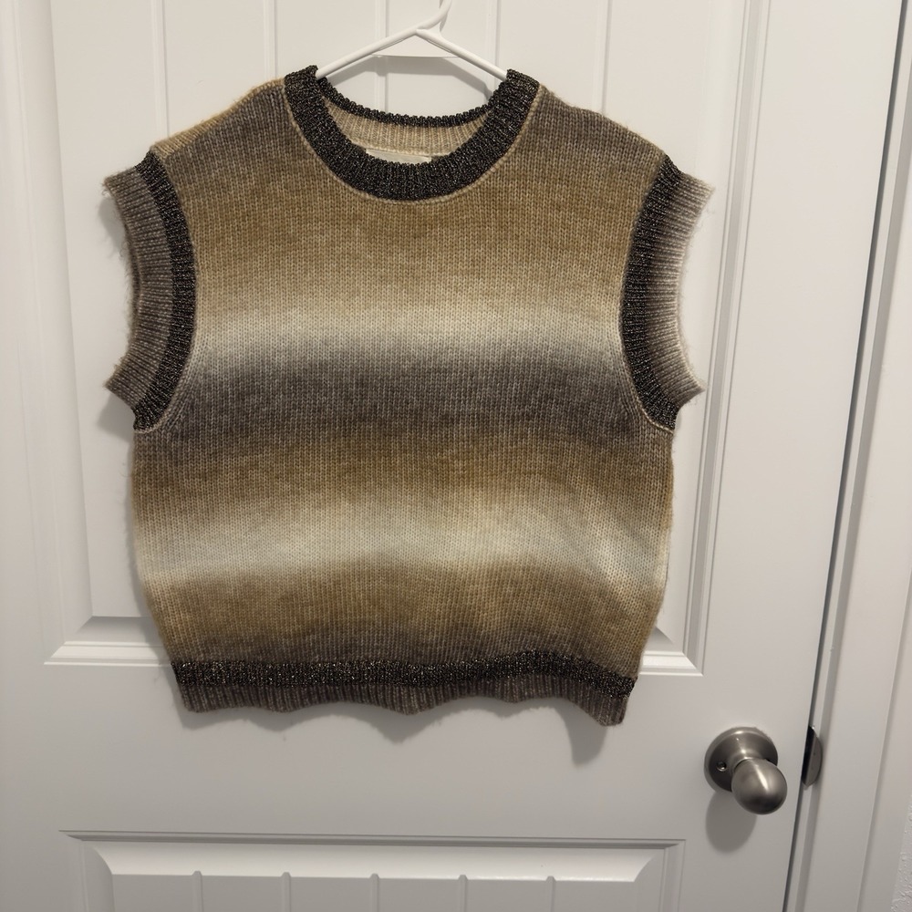 Marled‎ Women's Brown Sweater Fest Metallic Trim Size XS